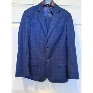 Boys Tommy Hilfiger Blue Check Size 10 2-Piece Suit Slim Fit Pants & Jacket